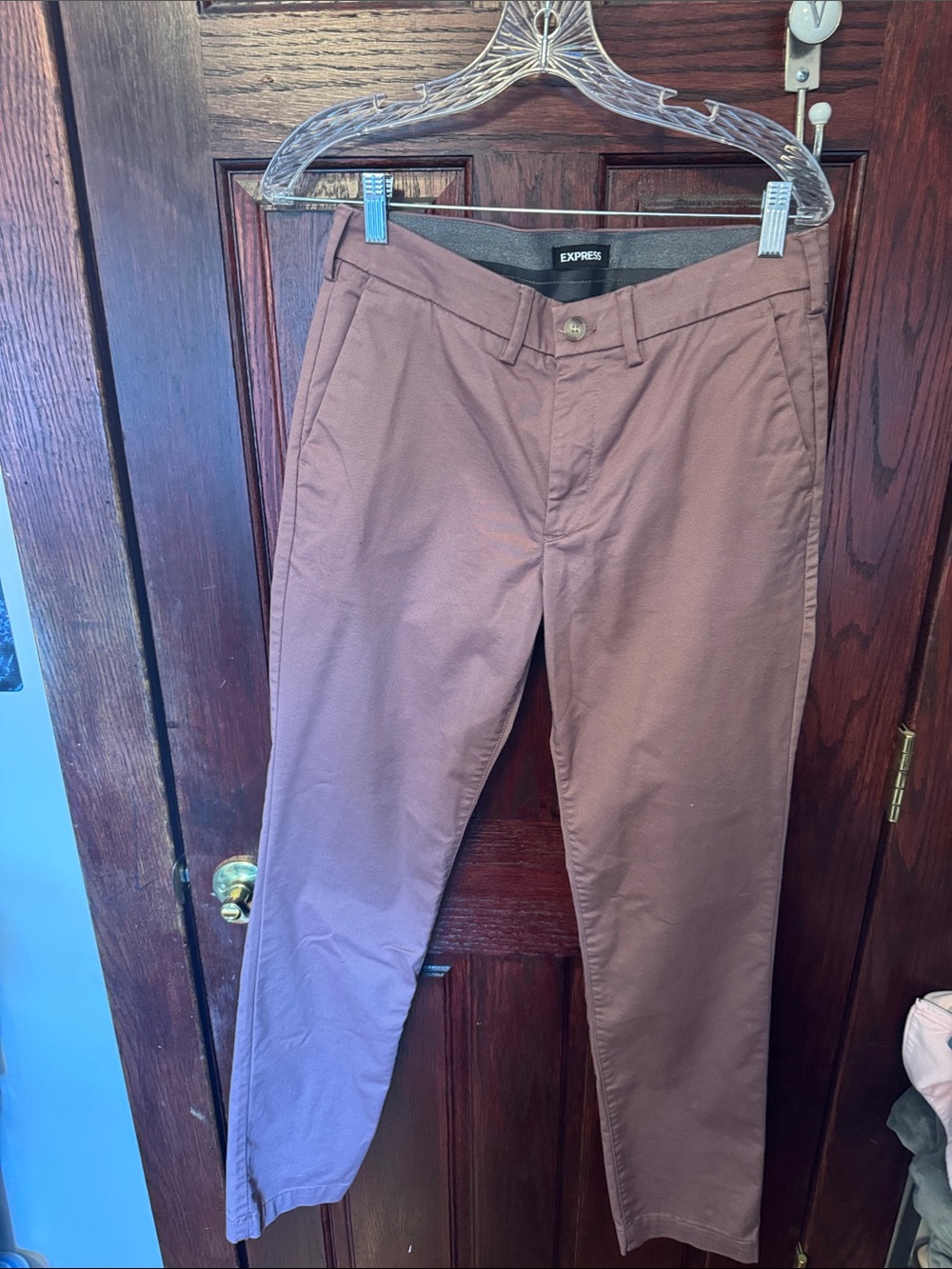 Express Men's Slim Chinos in Mauve Brown
